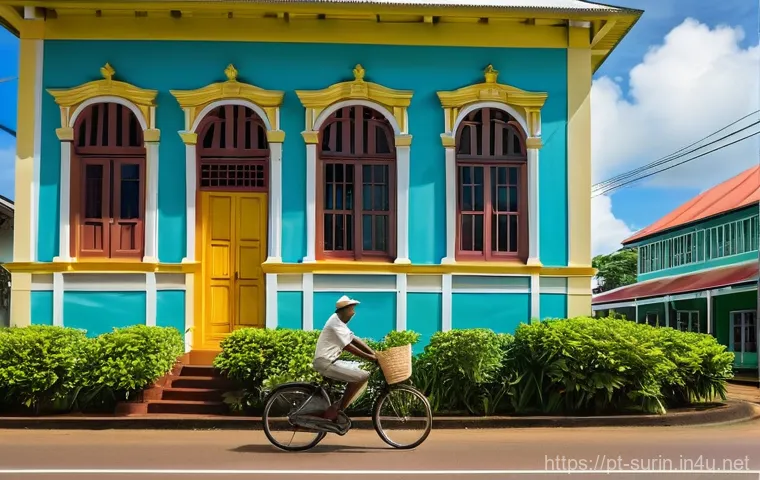 수리남 관광지 추천 - **Paramaribo's Vibrant Colonial Charm:**
    "A picturesque street scene in Paramaribo, Suriname, sh...